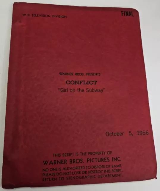 CONFLICT / Frederick Brady 1956 TV Script, Natalie Wood "Girl on the Subway"