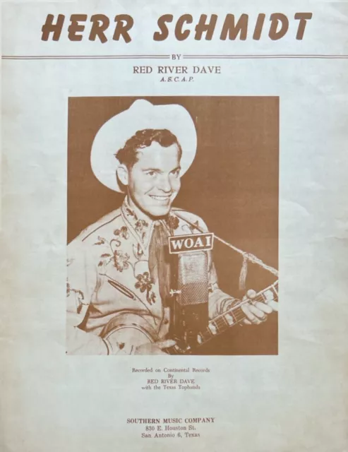 Red River Dave Sheet Music Herr Schmidt 1948 Rare Cowboy Texas