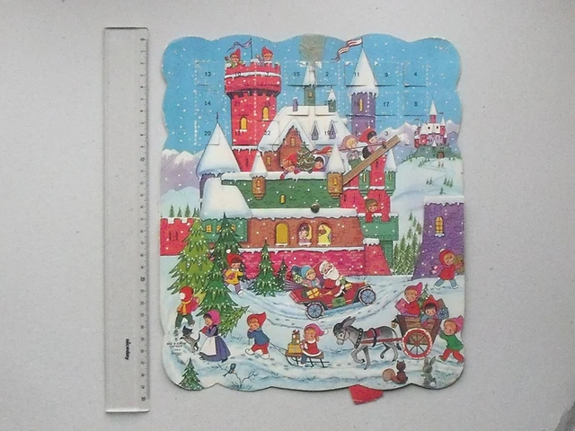 Calendrier de l'Avent allemand vintage, Père Noël dans un atelier avec