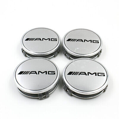 4x For Mercedes-Benz AMG hub caps, silver retrofit, 75mm / chrome wheel cover