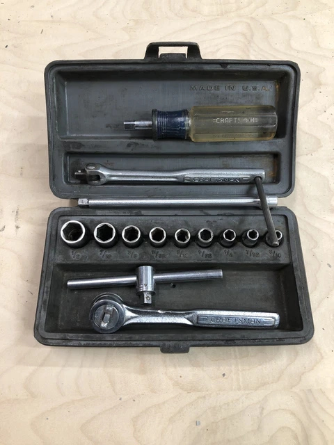 Vintage Craftsman Usa =V= Series 1/4” Drive Sae Socket Set Rhft Fine Tooth