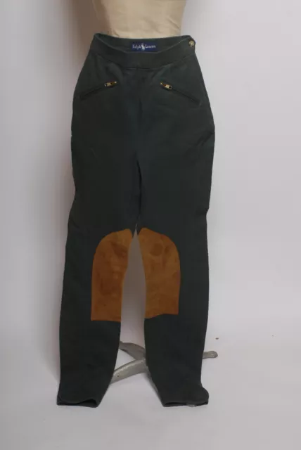 Ralph Lauren Blue Label Green Stretch Twill w/ Tan suede Jodhpur Riding Trousers