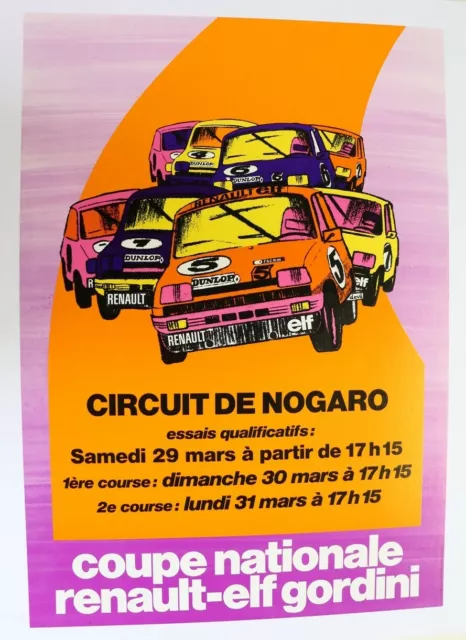 Original Posters 1980 Coupe Nationale Renault 5 Alpine Elf Gordini Nogaro Orange