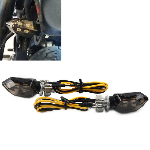 2PCS 12V Mini Motorcycle LED Turn Signal Lights Blinker Indicator Amber Lamp