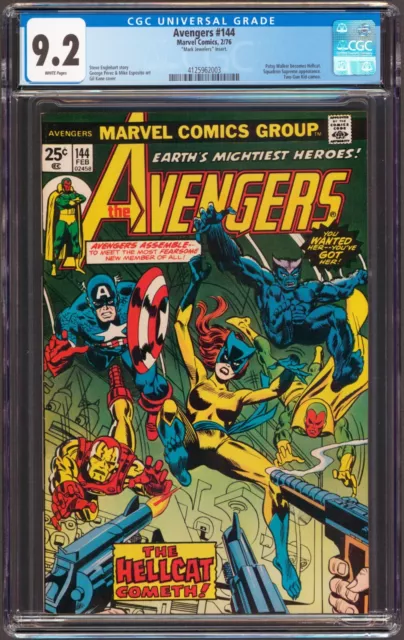 Avengers #144 Mark Jewelers CGC 9.2 NM- WP 1st App Hellcat 1976 Marvel Comics