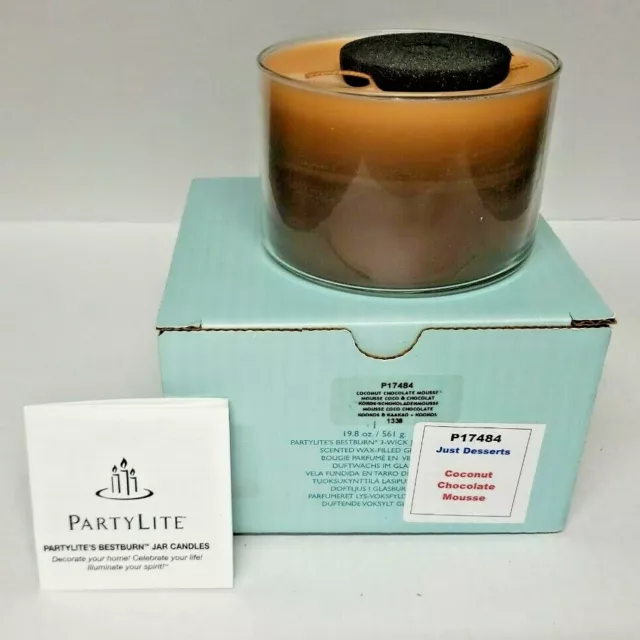 PartyLite 3-Wick Jar Candle 19.8 oz NIB "Coconut Choclate Mousse  P1J/P17484