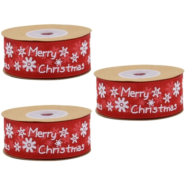 3 Rollen von Weihnachten Druckband Weihnachtsbaum Dekor Geschenk Geschenk Ribbon