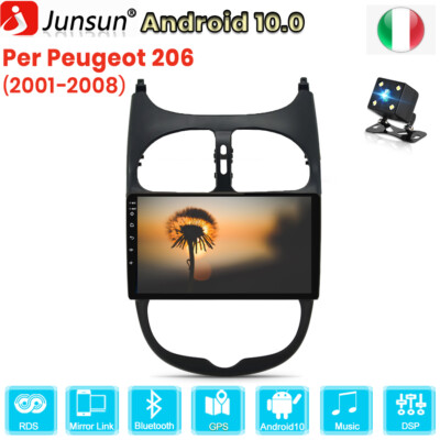 DAB 9" Android10 Autoradio USB DAB WiFi GPS Navigatore Per PEUGEOT 206 2001-2008 SAT 