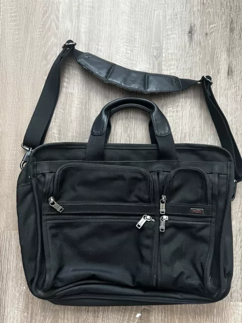 TUMI Alpha Black Ballistic expandable Laptop Business Briefcase 26041D4
