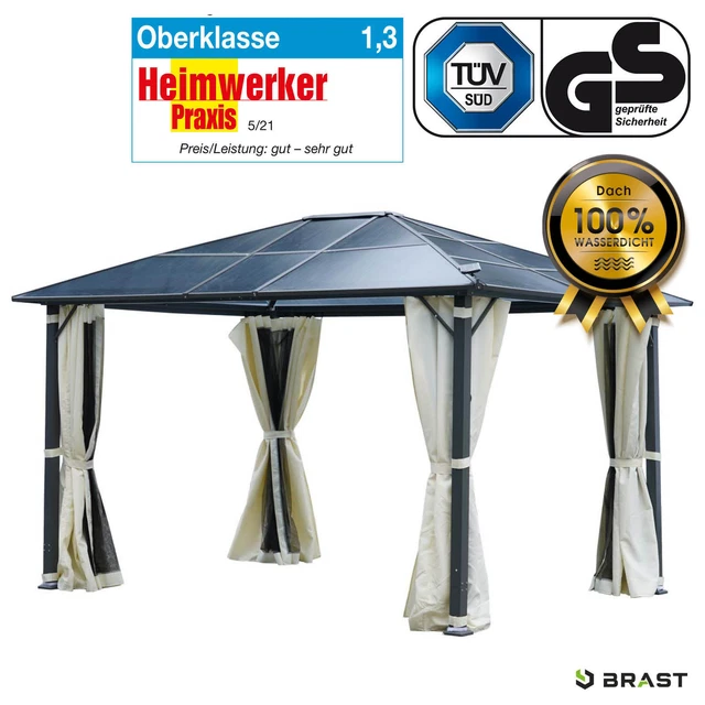 BRAST PAVILLON ALUMINIUM 3x3m 3x4m 3,6x4,8m Garten Pavilon Pavillion