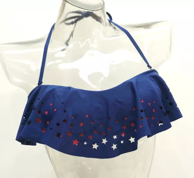 Endless Sun Blue Patriotic Laser Cut Star Flounce Bikini Top Ladies #K16307T