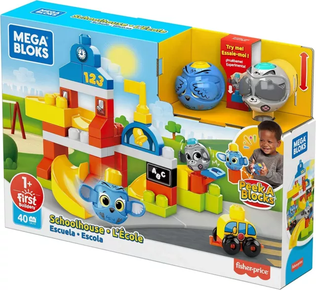 Mega Bloks First Builders, Fisher Price Schoolhouse, set da costruzione 40 pz NUOVO