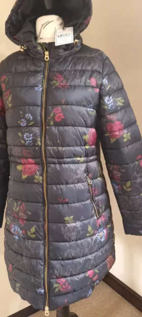 JOULES HEATHCOTE PRINTED Padded Coat Black White Feather Print Size 10 BNWT 59.99 PicClick UK
