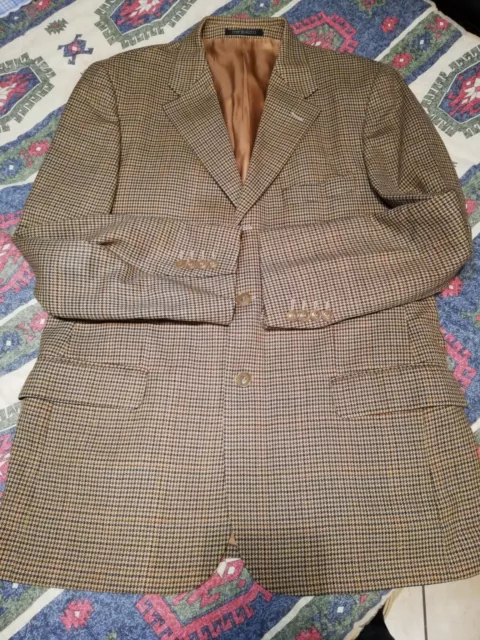 Giacca Classica ETON BLUES - Uomo Tg.50  in Pura Lana -Marrone Chiaro Pied Poule
