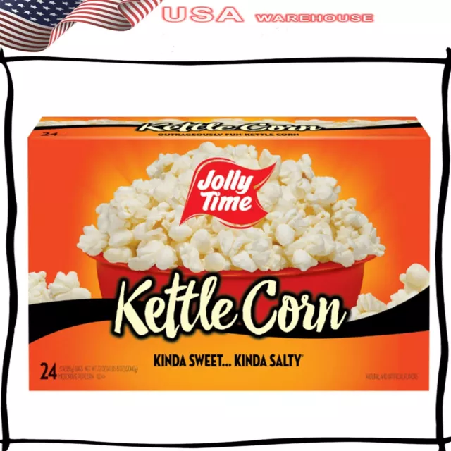 JOLLY TIME Kettlemania Microwave Kettle Corn Popcorn 24 Ct 3 oz Bags Gluten-Free