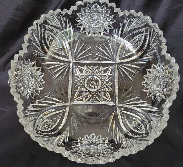 Antique Abp Cut Crystal Bowl Fine Cut All Over Abp Antique 8"
