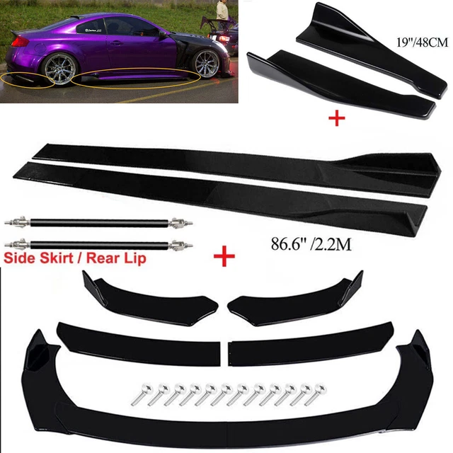 For Infiniti G37 G35 Sedan Front Bumper Spoiler Body Kit+Side Skirt+Rear Black