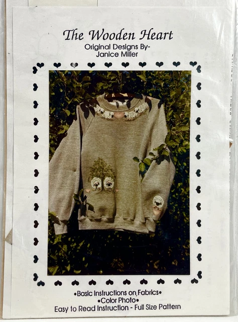 1984 The Wooden Heart Dulce Oveja Patrón de Pintura de Tela Decorativa Vintg 13487