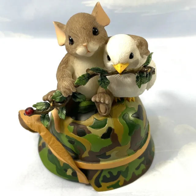 Charming Tails "EMBRACE PEACE"  Mouse Dove Olive Branch Camo Helmet Fritz& Floyd