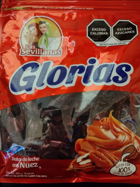 2X GLORIAS DULCE DE LECHE LAS SEVILLANAS - 2 BOLSAS GRANDES DE 30 PIEZAS c/u