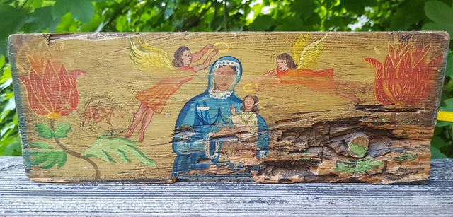 Altes Bienenbrett 1837 Madonna Bienenstockstirnbrett, Bienenstockbrettchen, RRR