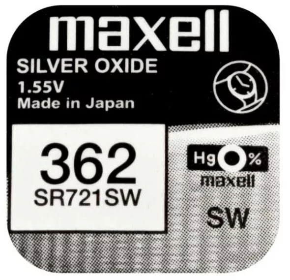 Maxell 362 SR721SW 1,55 V Pile Bouton Ronde Oxyde Argent Fabrication Japon