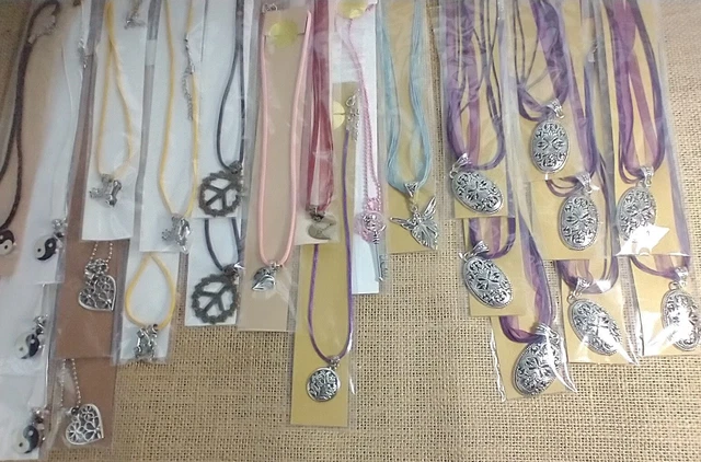 Necklaces 24 piece lot hearts peace VW bug dream fairy angel pendant charms