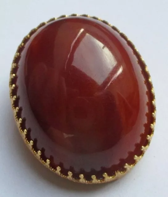 Rare broche ancienne bijou vintage couleur or cabochon épingle à pompe 5031