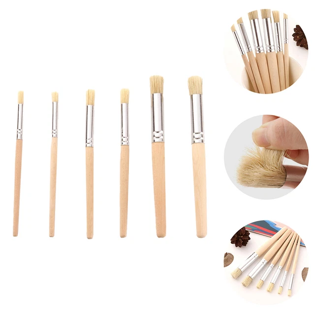 6Pcs Pittura A olio Pennello Di legno Ceretta Pennello