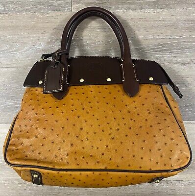Dooney & Bourke Small Wilson Tan Brown Ostrich Satchel Handbag NEW NWT MSRP $348