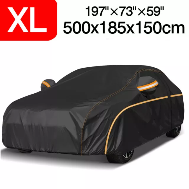 XL 500cm Waterproof Full Car Cover Heavy Duty Outdoor Dust Sun Anti-UV Protector