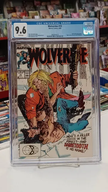 WOLVERINE #10 (Marvel Comics, 1989) CGC Graded 9.6 ~SABRETOOTH ~White Pages