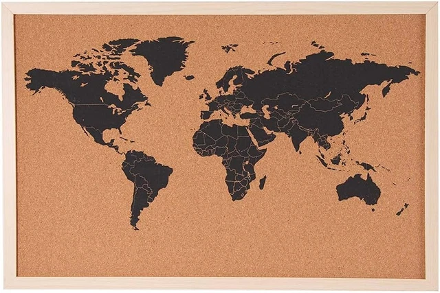 Mappa Del Mondo Itchy Feet XL In Ecopelle Grigia – 84x59 Cm (DIN A1) Con 50 Spille, Per Segnare Viaggi E Destinazioni
