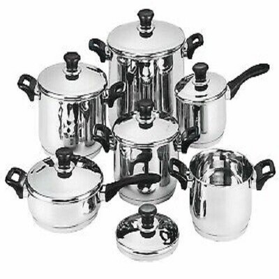 MANIASHOP Batteria PENTOLE Bavaria 12 Pezzi con 6 COPERCHI Padella in Acciaio Inox 18/10 