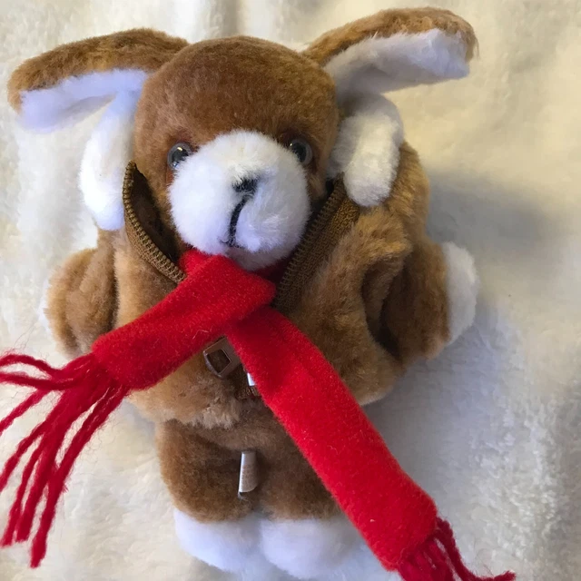 VINTAGE 1984 AVON Puppy Dog Plush Brown Jacket Stuffed Animal