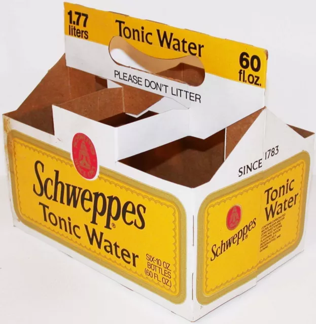 Vintage soda pop bottle carton SCHWEPPES Tonic Water 6 pack 10oz size excellent