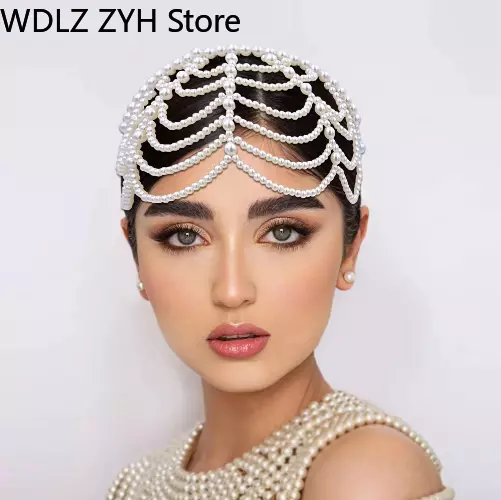 Pearls Hair Bands Accessories Headdress Luxury Bridal Crown Jewelry Tassel