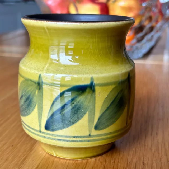 Honiton Pottery England Small retro style leaf stem Decorative Vase Hand Painted