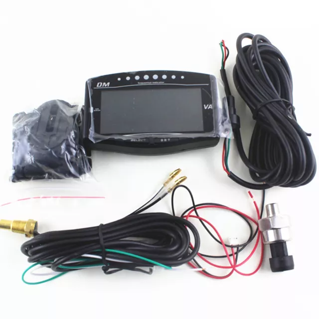 Car Gauge Fuel Oil Pressure Volt Water Temperature Tachometer Display Sensor Set
