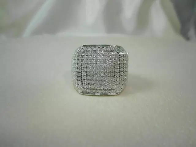 2 Ct Round Cubic Zirconia Men's Statement Pinky Ring 925 Sterling Silver