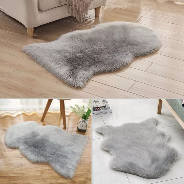 Shaggy Faux Wool Sheepskin Rug Soft Fluffy Chair Sofa Cover Mat Floor  Carpet.