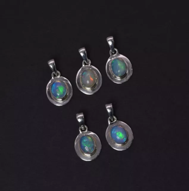 Wholesale 5PC 925 Solid Sterling Silver Ethiopian Opal Pendant Lot V297