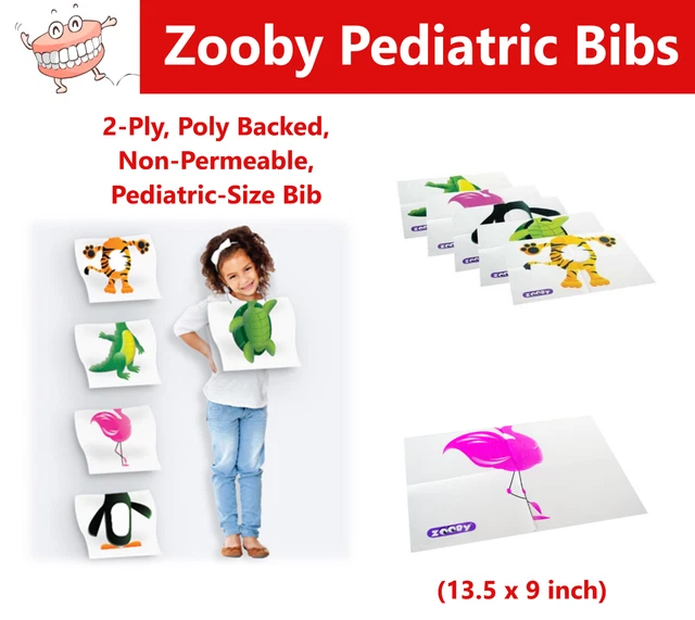 Dental Zooby Bibs, Disposable Waterproof Three Layers Dental Bibs, 13.5 x 9 inch