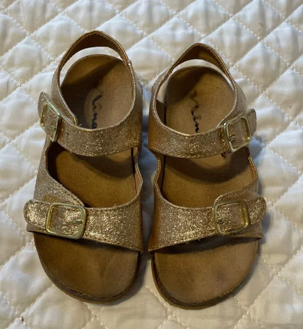 Little Girls Nina Gold Glitter Sandal Sz M