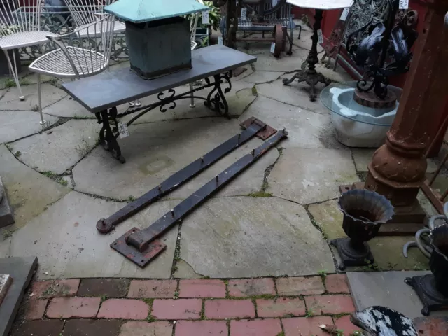 Pair Huge Antique Iron Industrial Barn  Door Hinges