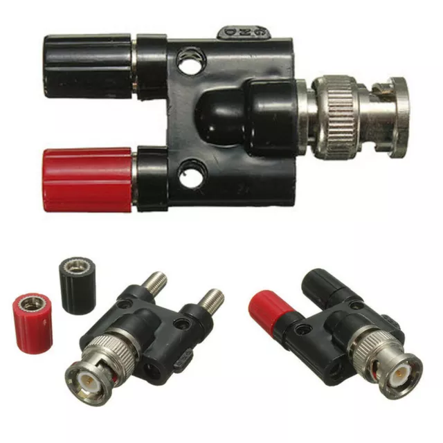 BNC Male Plug to Two Dual 4mm Banane Jack Binding Coaxial Adapter ASS