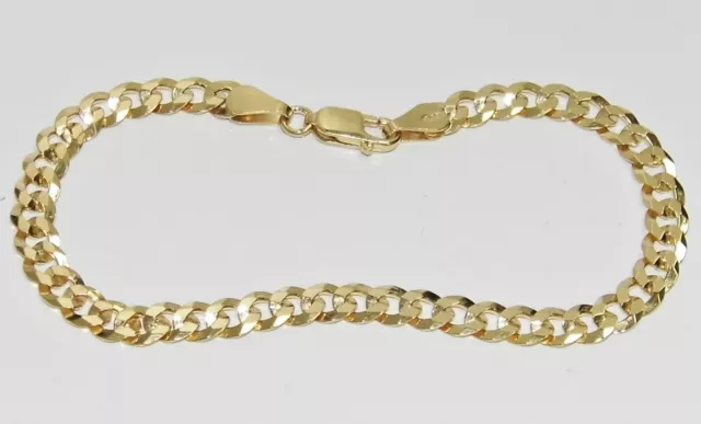 9ct Gold on Silver Ladies Solid Curb Bracelet - 7.5 inch