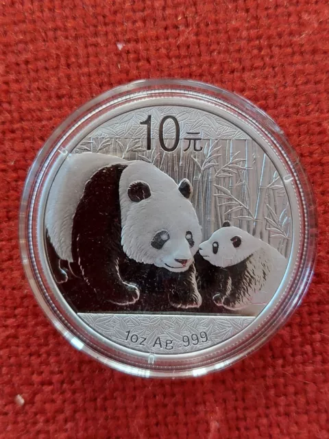 Silbermünze 1 Oz China Panda 10 Yuan 2011  Silber 999 Münzkapsel