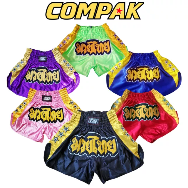 MUAY THAI SHORTS KICKBOXING THAIBOXING TRAINING Kids and Adults XS to XL COMPAK