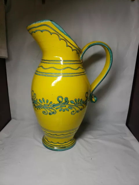 Canary Yellow Ceramic Pitcher Italian Wash Basin Water Floral